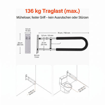 hochklappbarer wand stuetzgriff papierhalter 76 5 cm