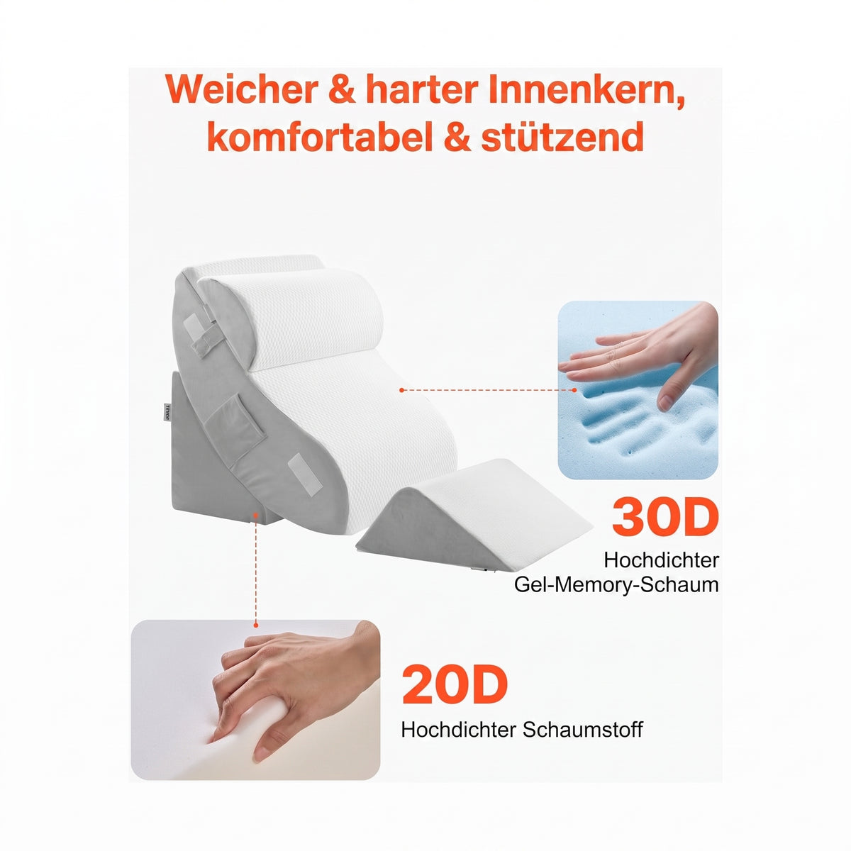 orthopaedisches keilkissen set weiss grau