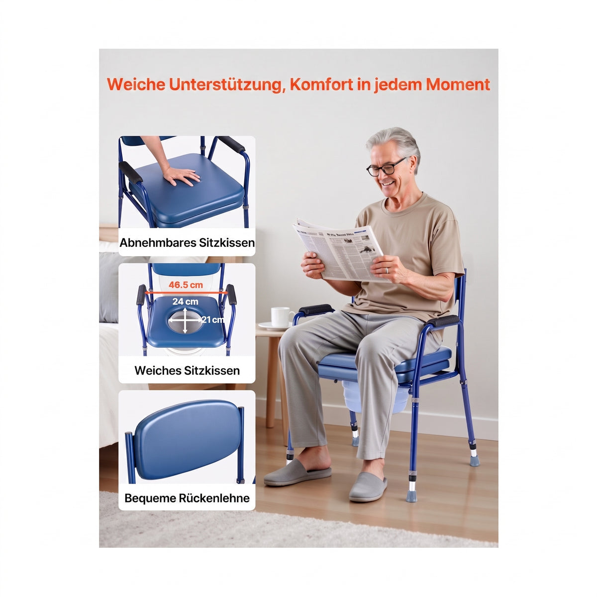 toilettenstuhl gepolstert eimer 81 91 cm