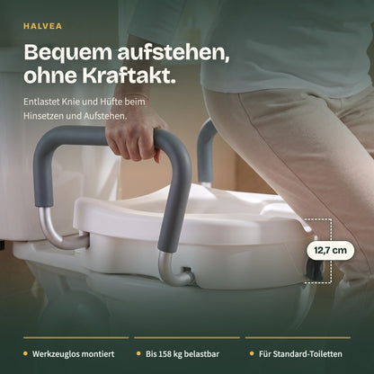 Toilettensitzerhöhung ca. 13 cm mit Haltegriffen, Weiß