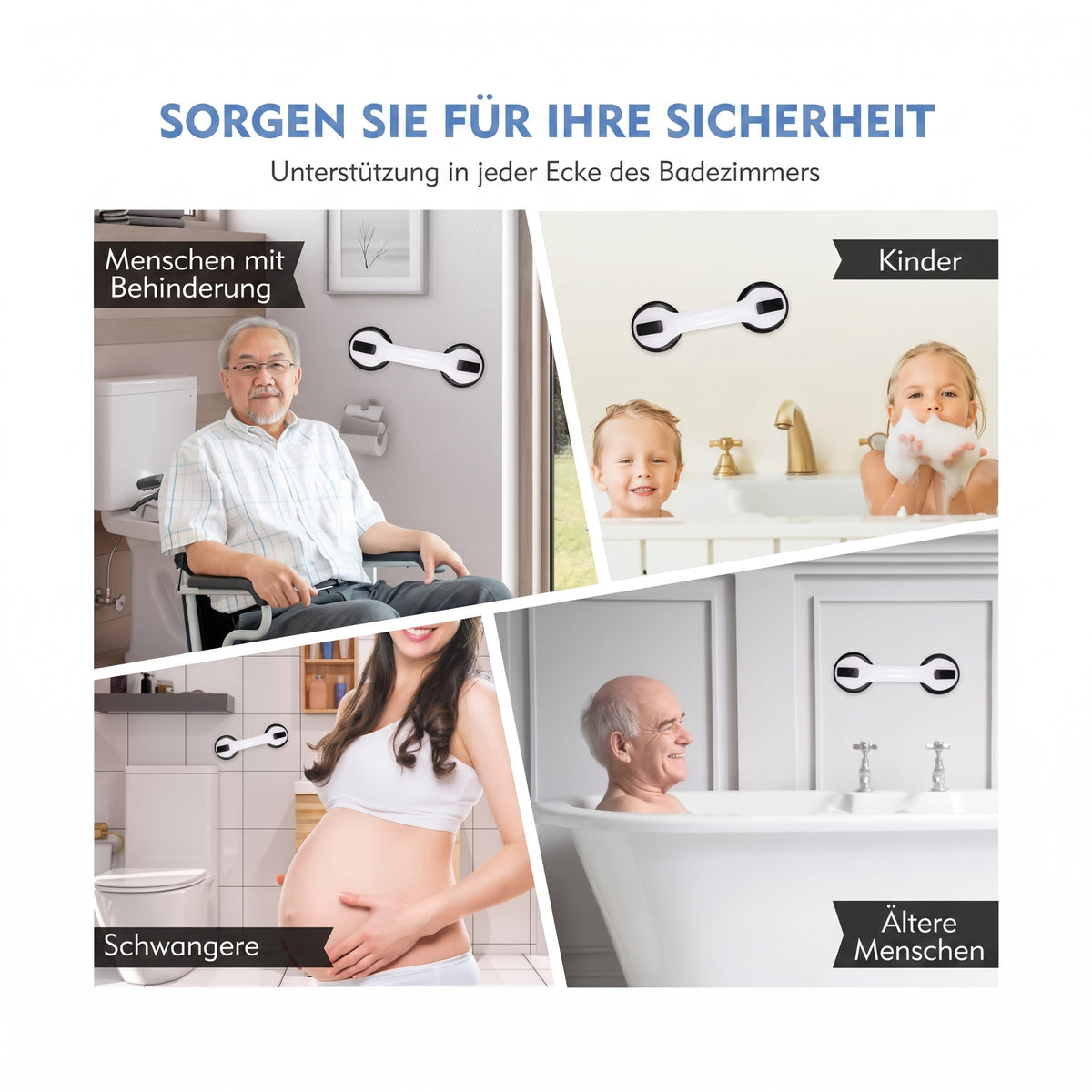 haltegriff saugnapf bad dusche 2er set schwarz