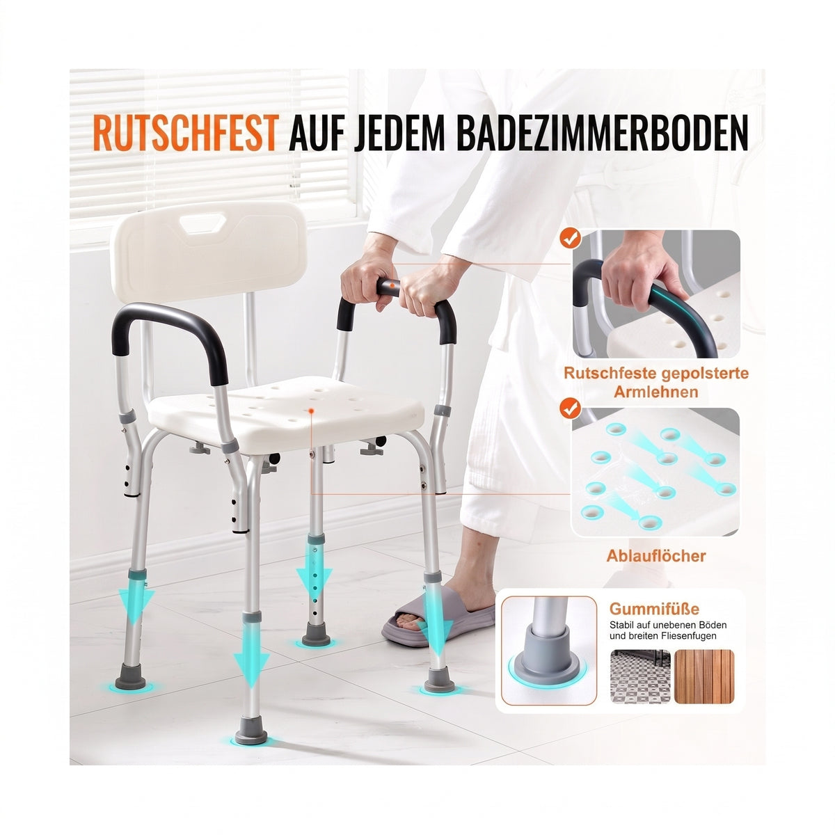 duschhocker hoehenverstellbar 39 52 cm weiss