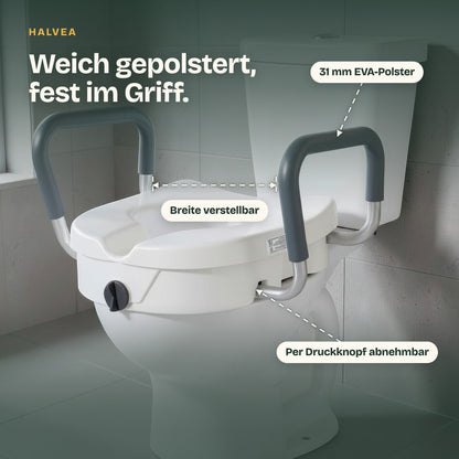 Toilettensitzerhöhung ca. 13 cm mit Haltegriffen, Weiß