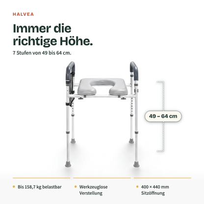Höhenverstellbare Toilettensitzerhöhung von 49 bis 64 cm
