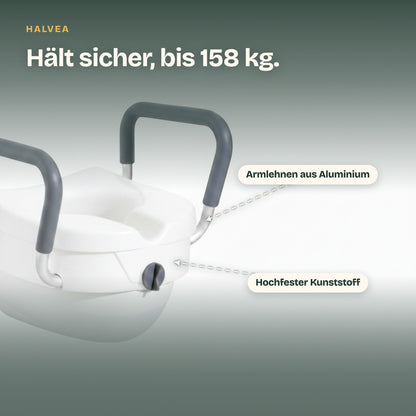 Toilettensitzerhöhung ca. 13 cm mit Haltegriffen, Weiß