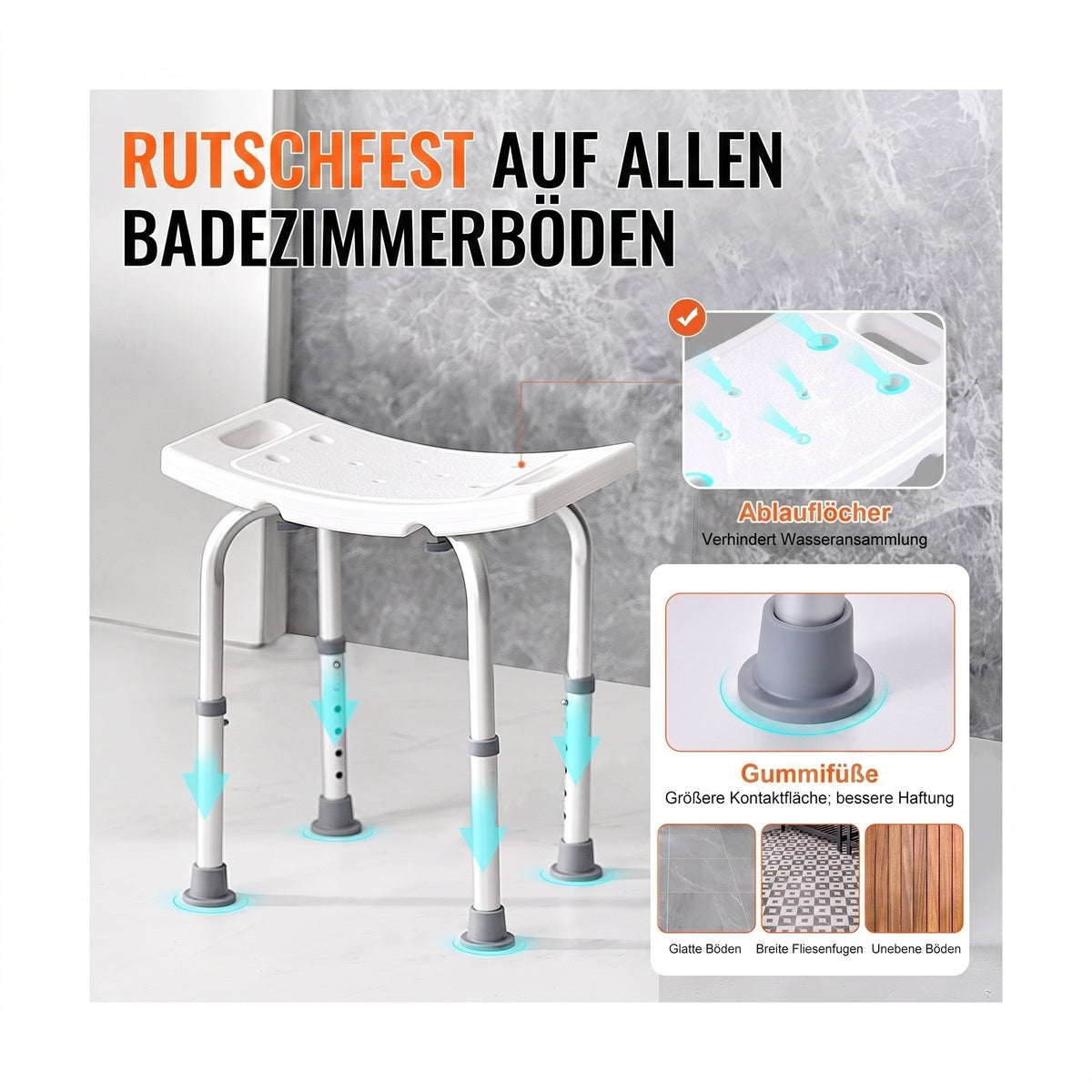 duschhocker hoehenverstellbar 36 48 cm weiss