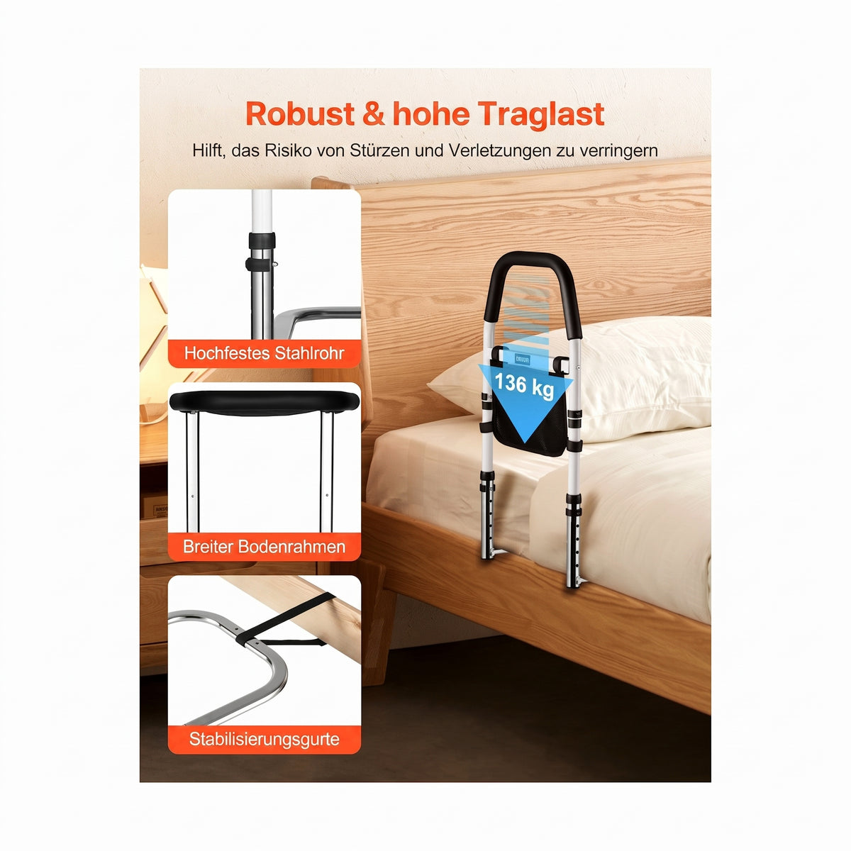 aufstehhilfe bett haltegriff pu handlauf 61 cm