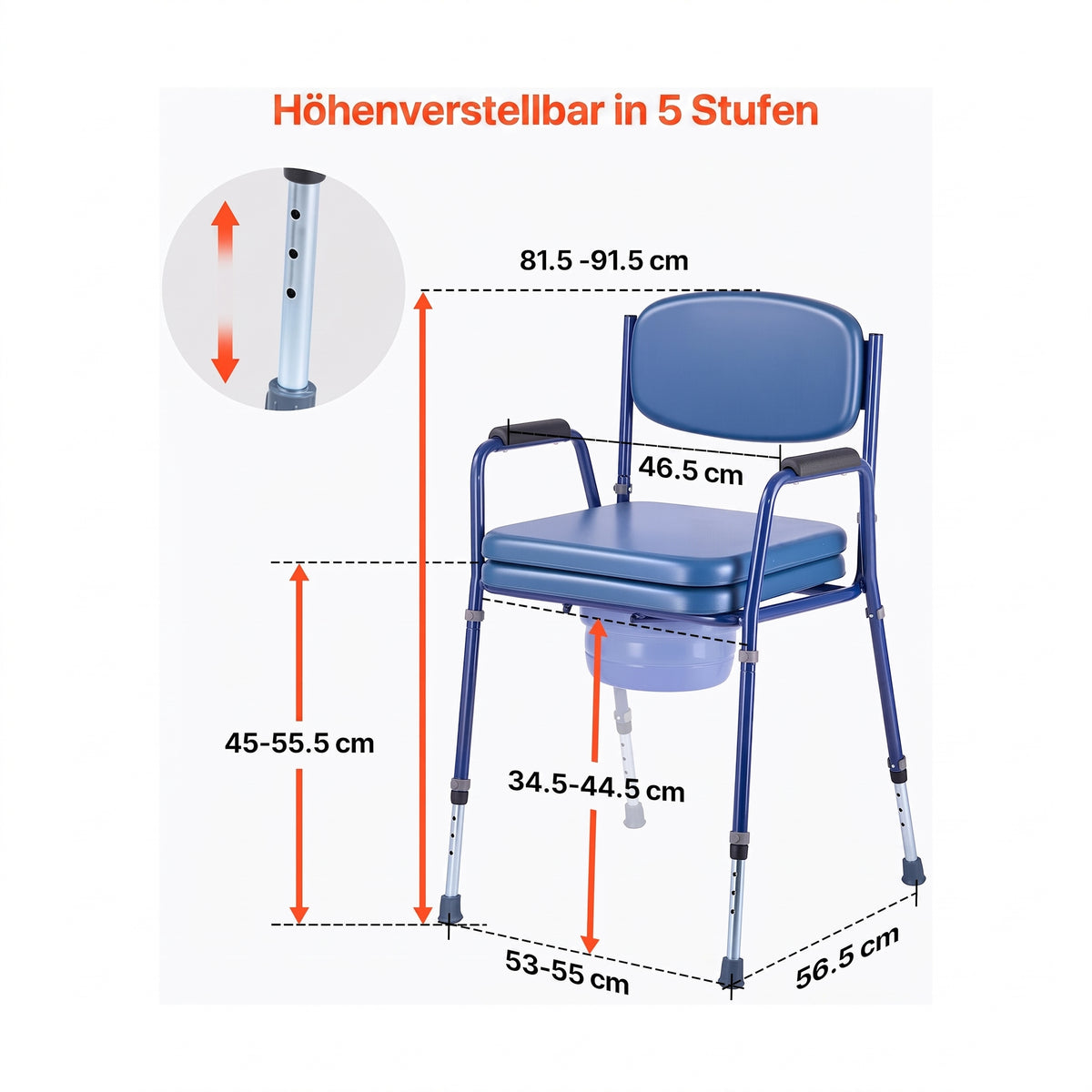 toilettenstuhl gepolstert eimer 81 91 cm