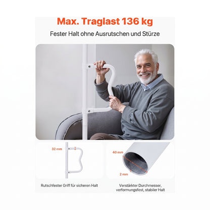 sicherheitsstange boden decke bad 214 305 cm weiss