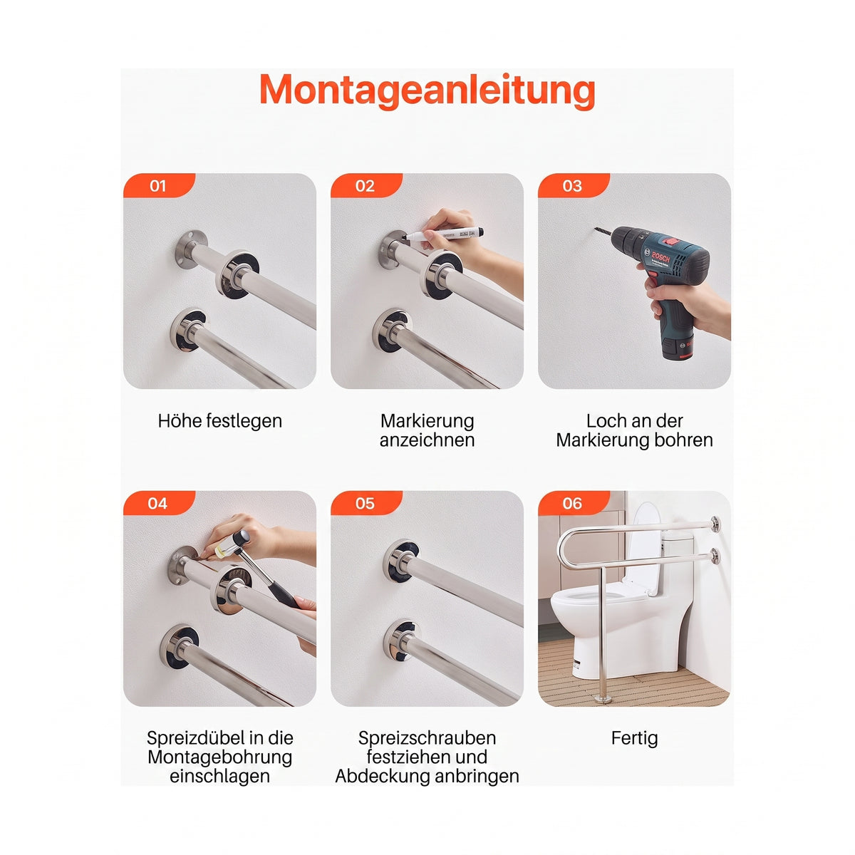 wand stuetzgriff edelstahl stuetzbein 78 cm