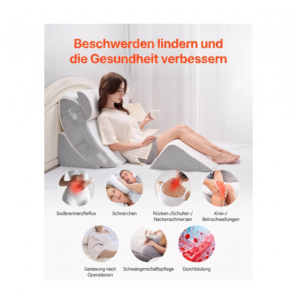 orthopaedisches keilkissen set weiss grau