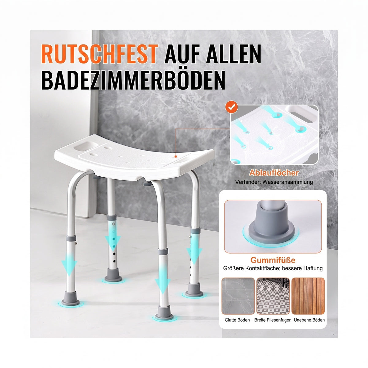 duschhocker hoehenverstellbar 36 48 cm weiss