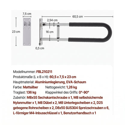 u foermiger klappgriff wand 60 cm