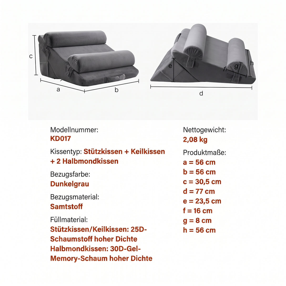 orthopaedisches keilkissen set arm bein nacken