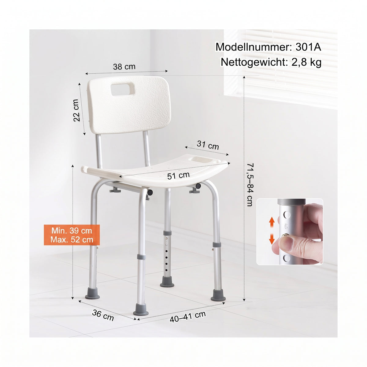 duschhocker hoehenverstellbar 39 52 cm weiss 2