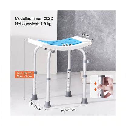 duschhocker hoehenverstellbar 36 49 cm blau