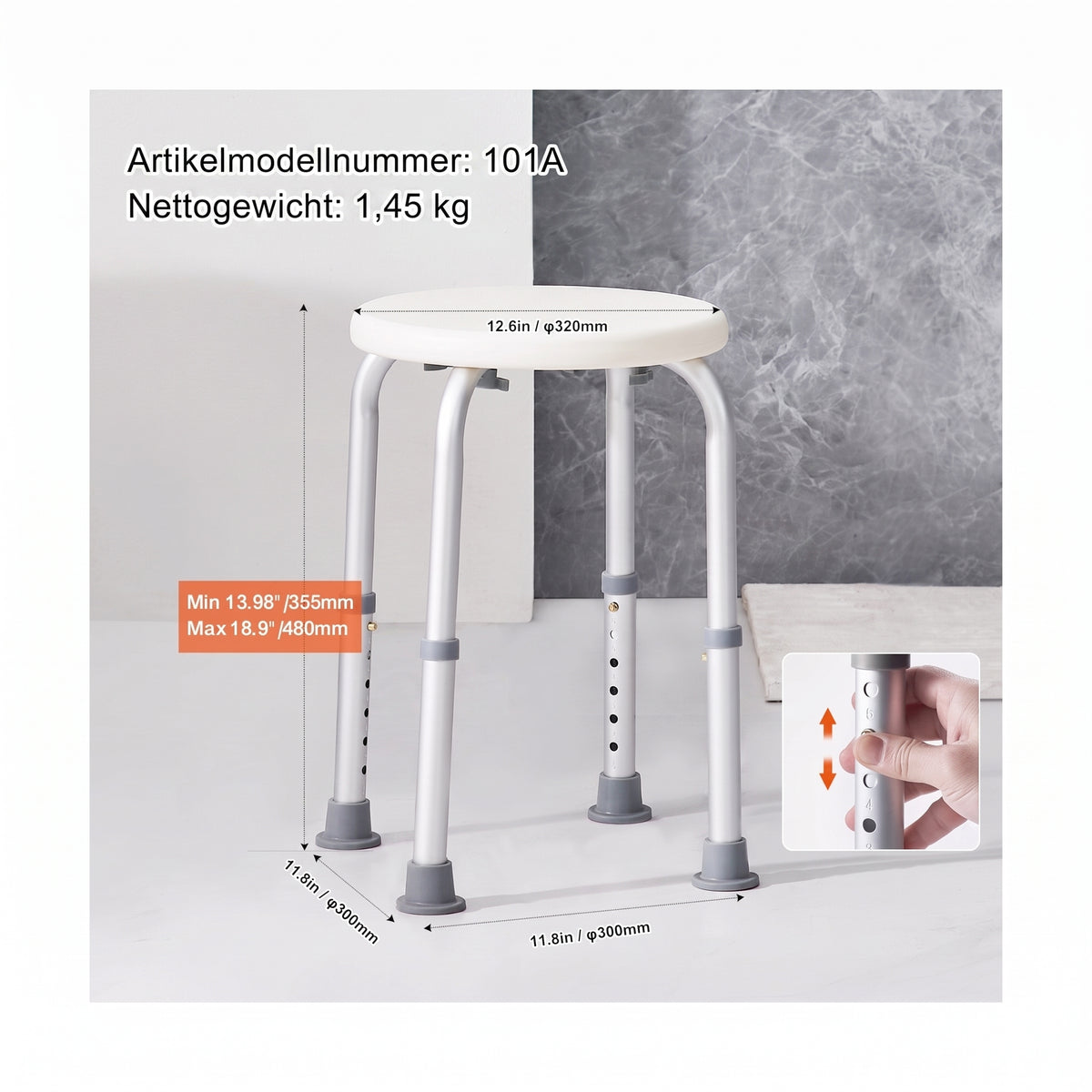 duschhocker hoehenverstellbar 35 48 cm weiss