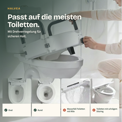 Toilettensitzerhöhung ca. 13 cm mit gepolsterten Armlehnen, bis 136 kg