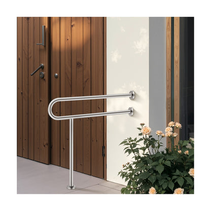 Wand-Stützgriff Edelstahl mit Stützbein, 78 cm, bis 136 kg