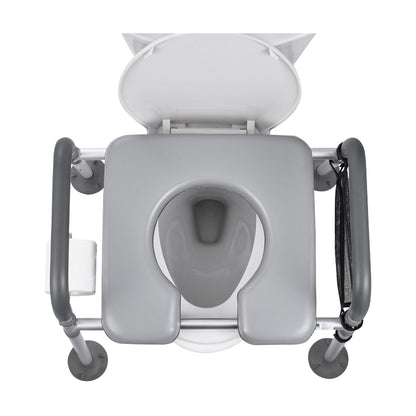 Toilettenstuhl gepolstert mit Eimer & Rückenlehne, bis 227 kg