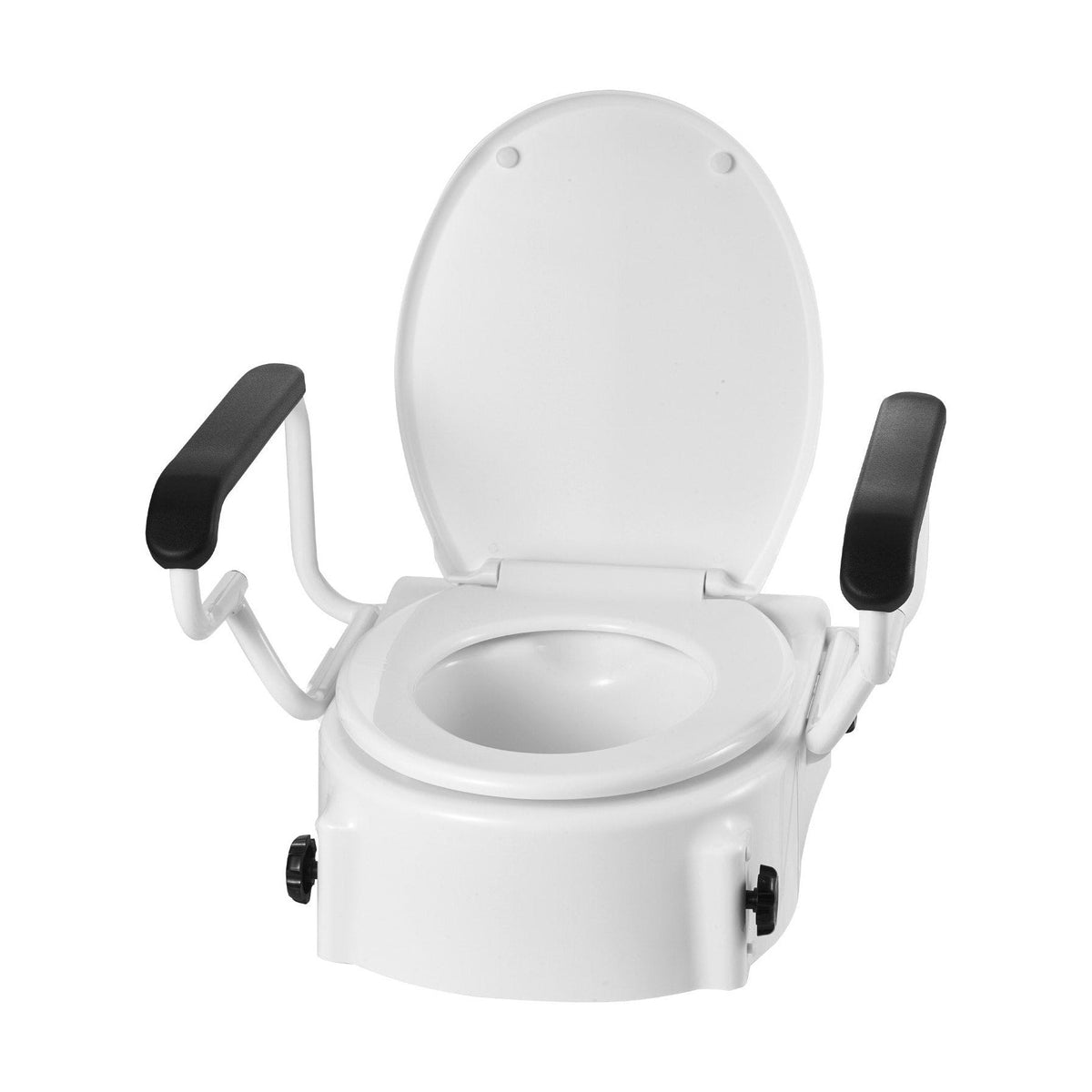 Toilettensitzerhöhung höhenverstellbar 3-stufig, gepolsterte Armlehnen, bis 136 kg