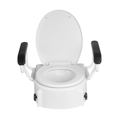 Toilettensitzerhöhung höhenverstellbar 3-stufig, gepolsterte Armlehnen, bis 136 kg