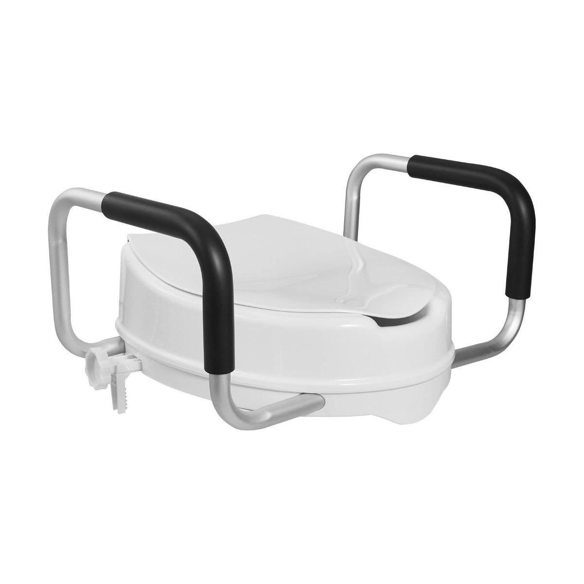 Toilettensitzerhöhung 10 cm mit Deckel & gepolsterten Griffen, bis 136 kg