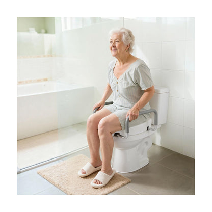 Toilettensitzerhöhung ca. 9 cm mit Armlehnen & verbreitertem Sitz, bis 136 kg