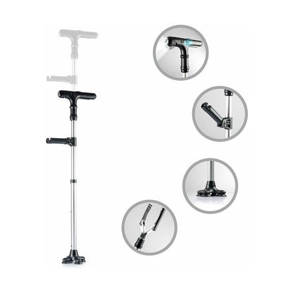 Gehstock ausziehbar mit LED-Licht, Alarm & Greifer Hannde