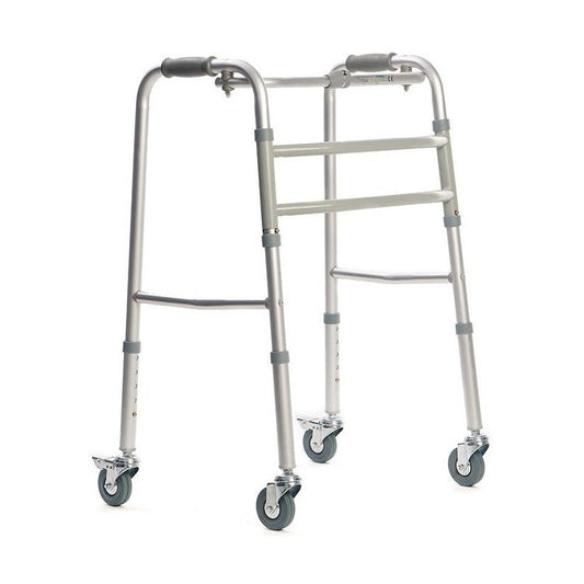Qmed Viteacare faltbarer Rollator mit bremsbaren Rädern, bis 110 kg – Silber