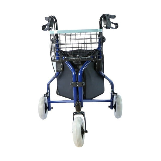 Rehafund Barcelona 3-Rad-Rollator mit Korb und Tasche, bis 110 kg – Blau