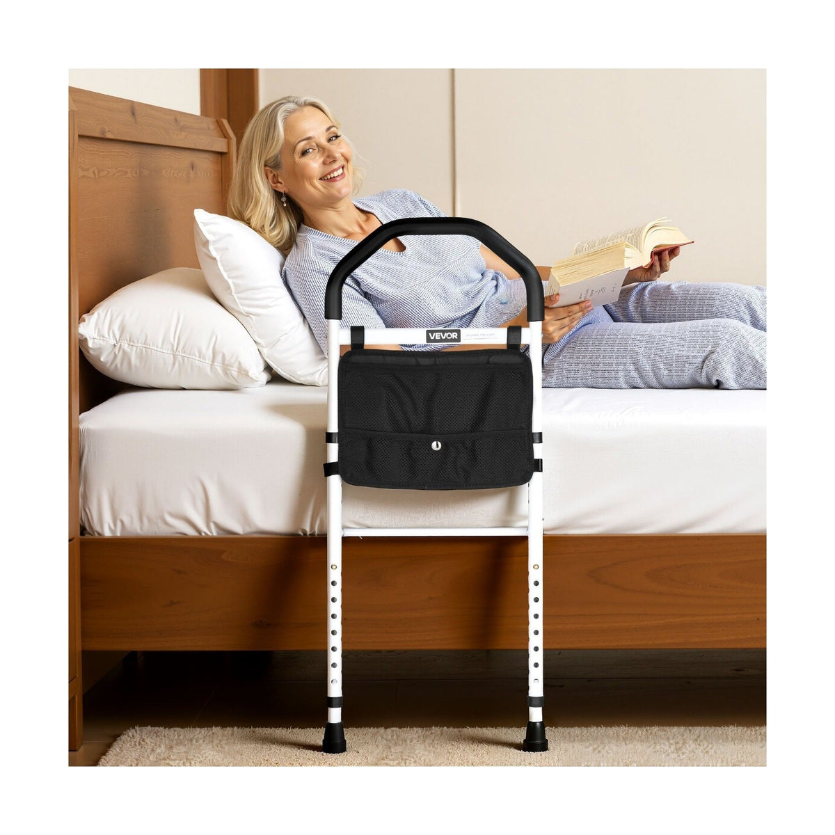 Aufstehhilfe fürs Bett mit Stützbein, höhenverstellbar (73–99 cm)
