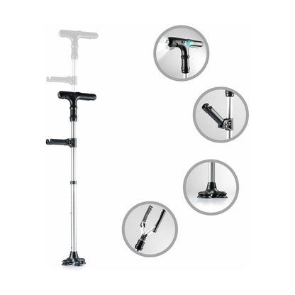 Gehstock ausziehbar mit LED-Licht, Alarm & Greifer Hannde