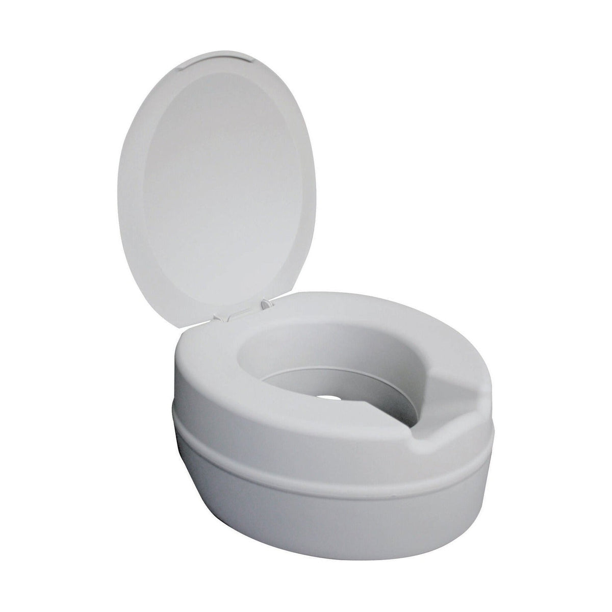 Weich gepolsterte Toilettensitzerhöhung Contact Plus 14 cm mit Deckel