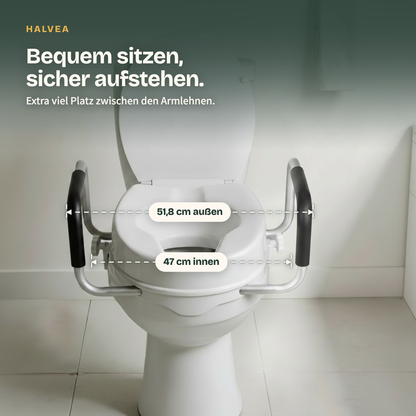 Toilettensitzerhöhung mit 51,8 cm Außenbreite und 47 cm Innenbreite
