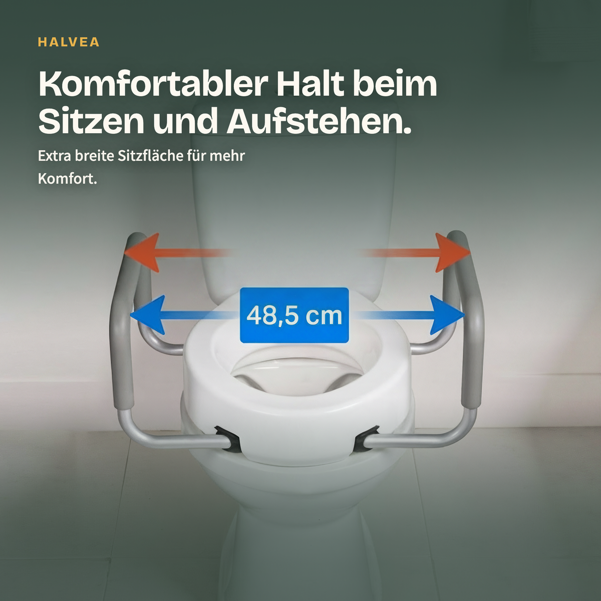 Komfortabler Halt beim Sitzen und Aufstehen. Extra breite Sitzflaeche fuer mehr Komfort.