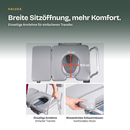 Gepolsterter Toilettenstuhl mit geräumiger Sitzöffnung